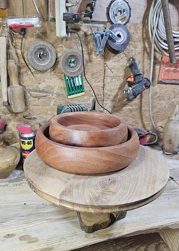 Bej Parlak Bohem Tarzı Ahşap Kase Seti - Görsel 12