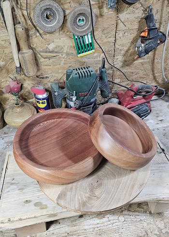 Bej Parlak Bohem Tarzı Ahşap Kase Seti - Görsel 2