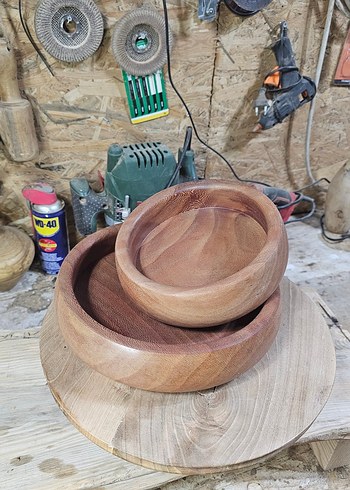 Bej Parlak Bohem Tarzı Ahşap Kase Seti - Görsel 6