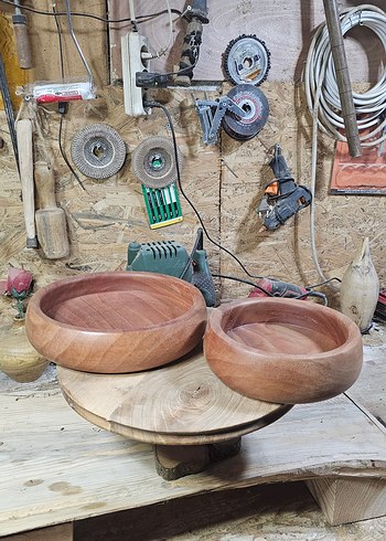 Bej Parlak Bohem Tarzı Ahşap Kase Seti - Görsel 7