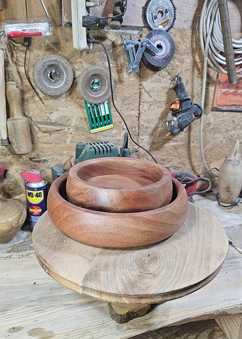 Bej Parlak Bohem Tarzı Ahşap Kase Seti - Görsel 3