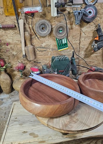 Bej Parlak Bohem Tarzı Ahşap Kase Seti - Görsel 9