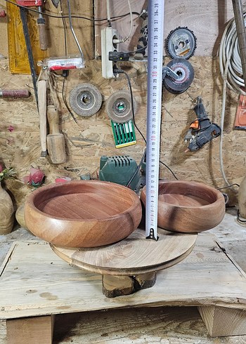 Bej Parlak Bohem Tarzı Ahşap Kase Seti - Görsel 11