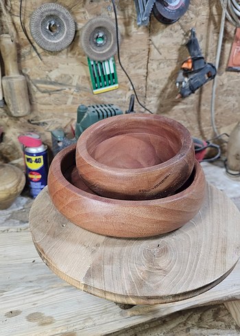 Bej Parlak Bohem Tarzı Ahşap Kase Seti - Görsel 5