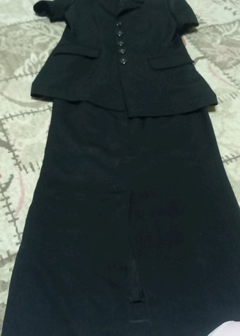 Zara Siyah Düğmeli Uzun Kadın Takım Elbise