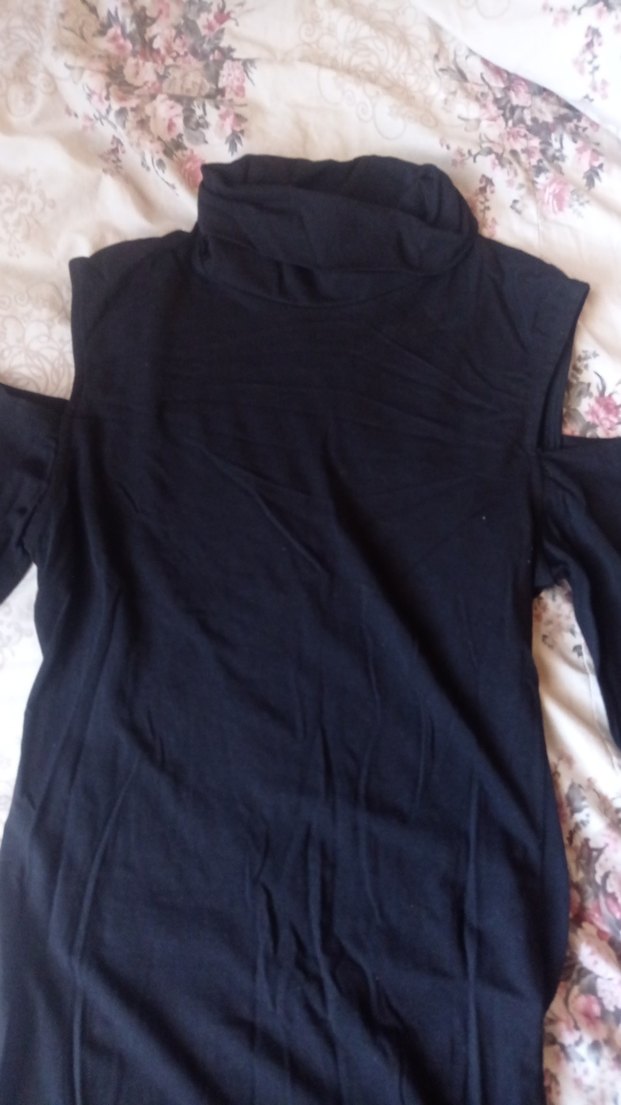 Siyah Uzun Kollu Omzu Açık Kalem Elbise - Görsel 2