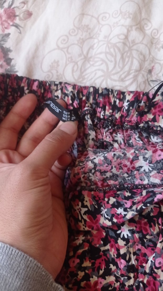 çiçek desenli Fırfırlı Mini Etek - Görsel 3