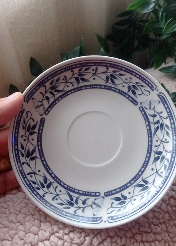 Pastel Mavi Desenli Porselen Fincan ve Tabağı - Görsel 4