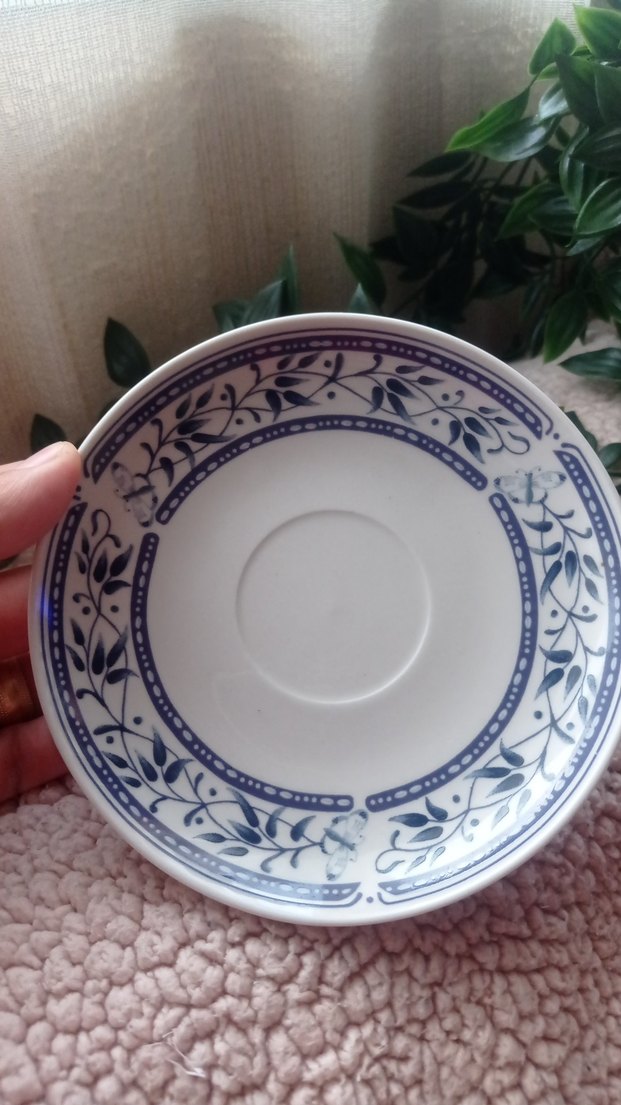 Pastel Mavi Desenli Porselen Fincan ve Tabağı - Görsel 4