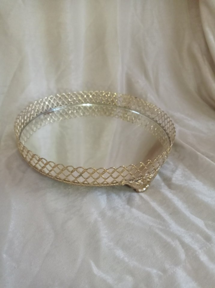 Gold Parlak Ayna Tepsi Sunumluk - Görsel 2