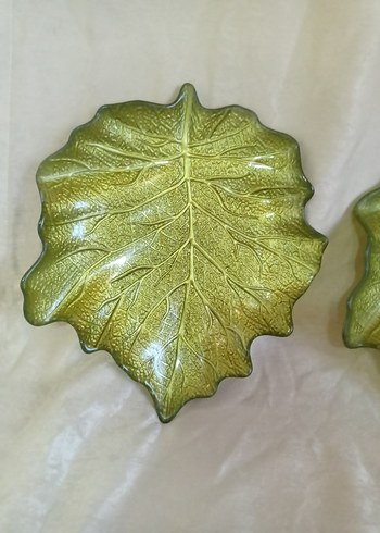 İşlemeli Parlak Yeşil Bohem Tabak Seti - Görsel 2