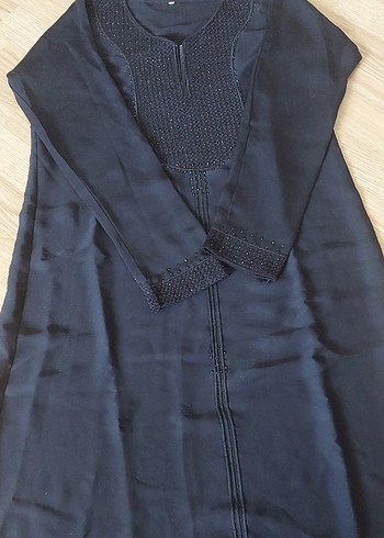 İnci İşlemeli Siyah Uzun Kadın Elbise - Görsel 2