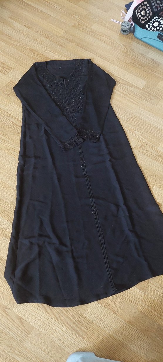 İnci İşlemeli Siyah Uzun Kadın Elbise - Görsel 4