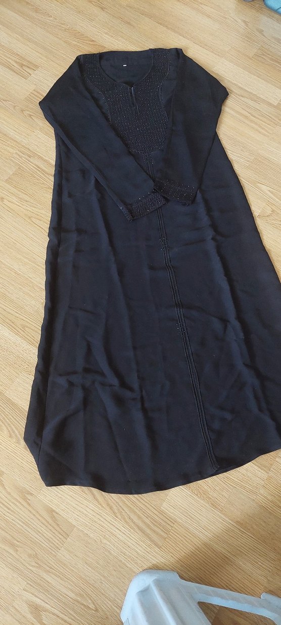 İnci İşlemeli Siyah Uzun Kadın Elbise - Görsel 3