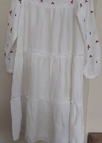 Nakışlı Beyaz Uzun Kollu Hamile Bluzu - Görsel 4