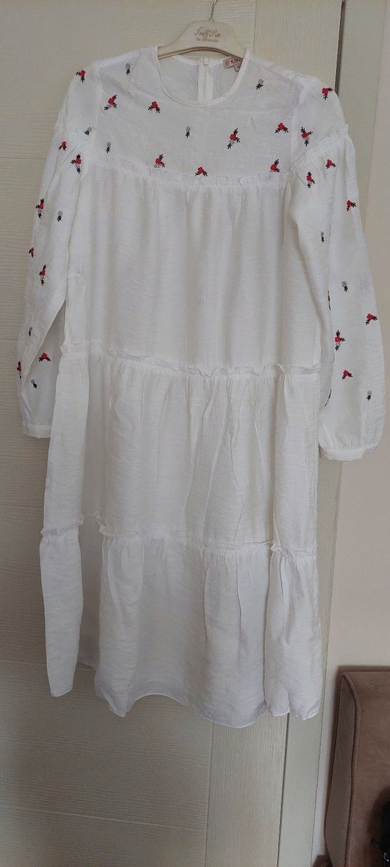 Nakışlı Beyaz Uzun Kollu Hamile Bluzu - Görsel 4