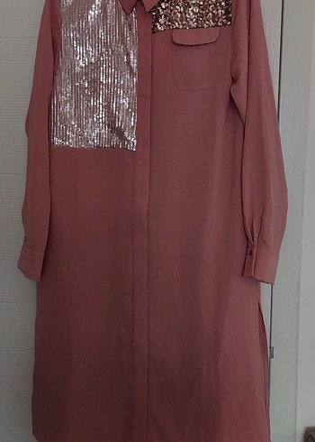 Pembe Payetli Uzun Kollu Tunik - Görsel 2