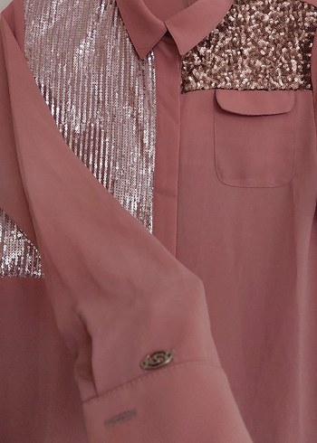 Pembe Payetli Uzun Kollu Tunik - Görsel 3