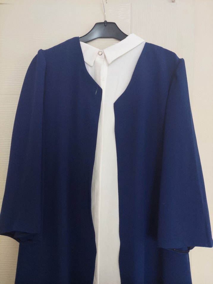 Düğmeli Mavi Midi Ceket - Görsel 3