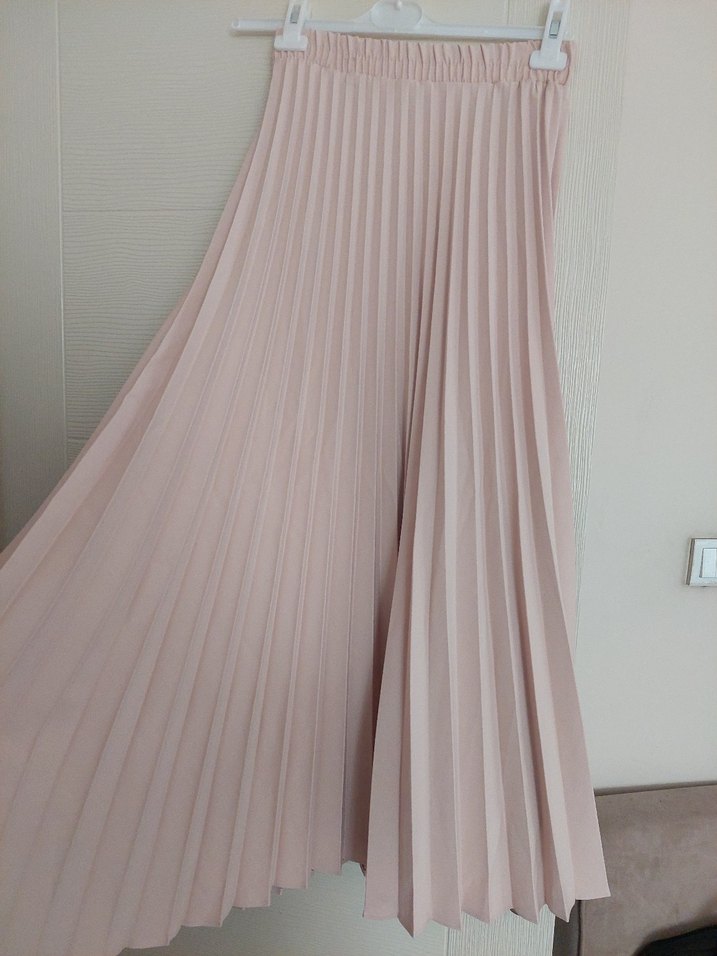 Bej Pilili Kadın Uzun Etek - Görsel 2