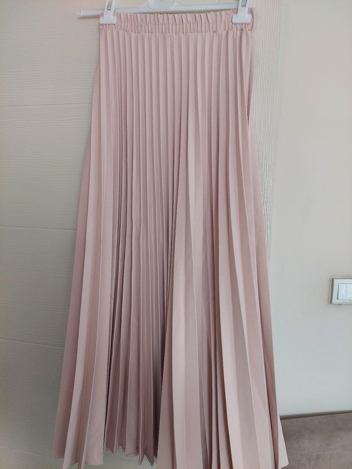 Bej Pilili Kadın Uzun Etek - Görsel 3