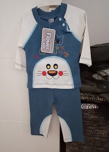3 Ay Beden mavi Renk Bebek takım