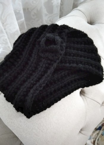 Bej Örgü Kadın türban bere - Görsel 2