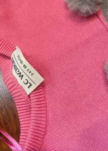 Kız Çocuk Pembe Triko elbise - Görsel 3