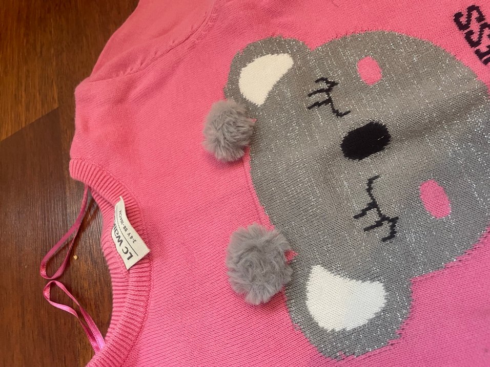 Kız Çocuk Pembe Triko elbise - Görsel 2