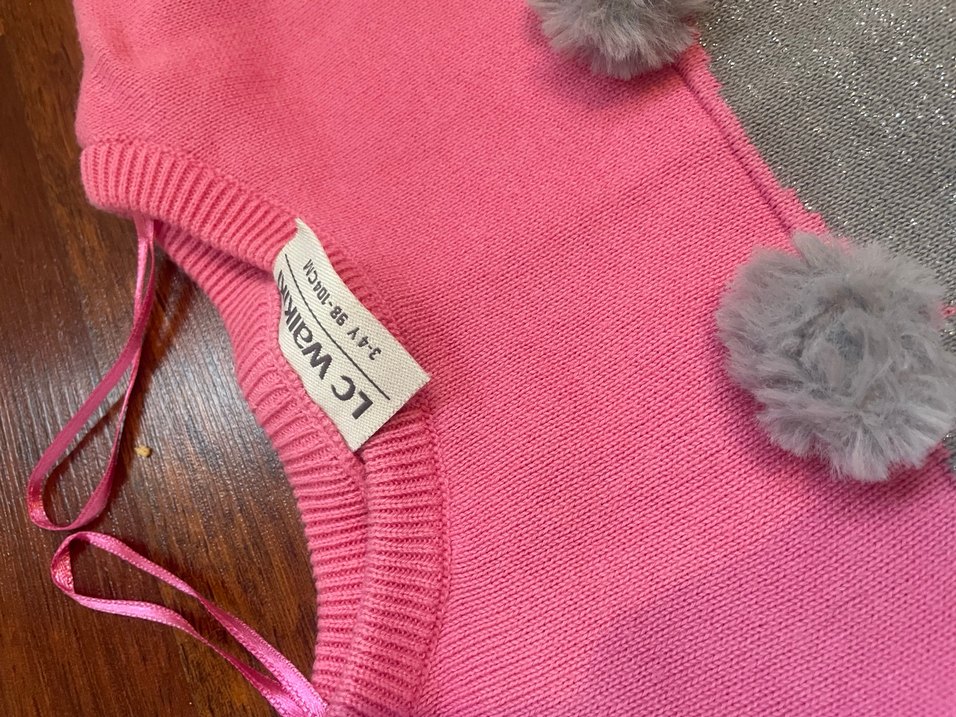 Kız Çocuk Pembe Triko elbise - Görsel 3