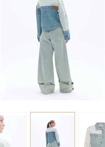 Düğmeli Kadın Denim Ceket, Mavi - Görsel 2