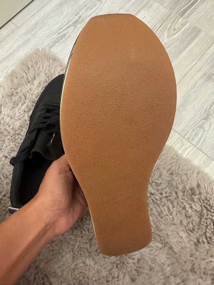 Siyah Gri Platform Topuklu Bağcıklı Sneakers - Görsel 2