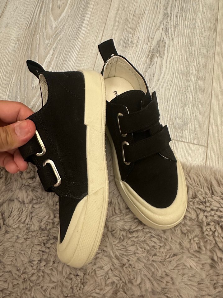 Siyah Gri Cırt Cırtlı çocuk Spor Ayakkabı - Görsel 2