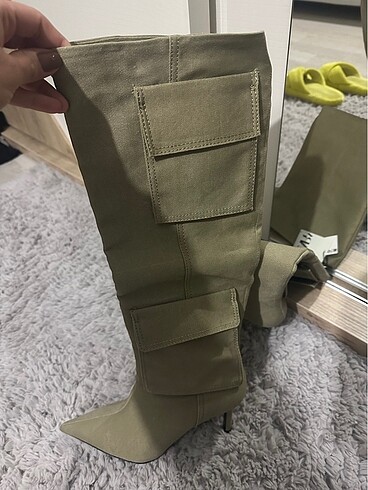38 Beden haki Renk Zara cepli tasarım çizme