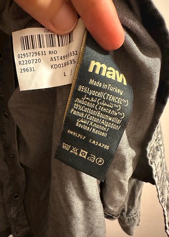 l Beden gri Renk Mavi marka Gri Denim Erkek Gömlek