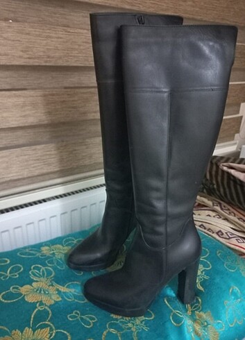Hakiki Deri Siyah Uzun Çizme