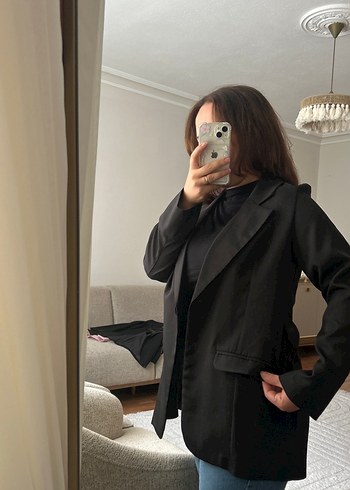 Kadın Siyah Notch Yaka Blazer Ceket