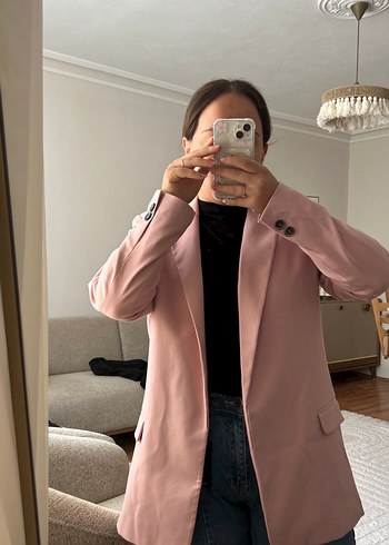Pembe Kadın astarlı Blazer Ceket