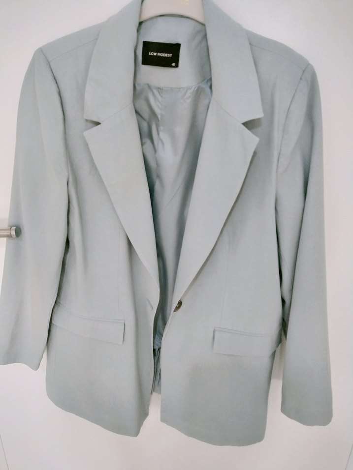 Bebe mavisi .Düğmeli Kadın Blazer Ceket - Görsel 5