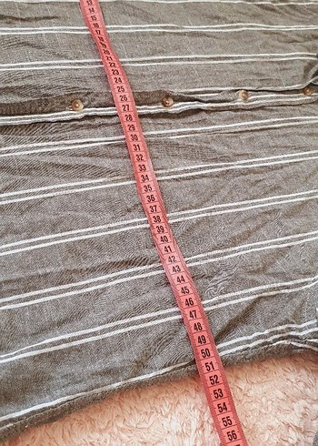 Erkek Keten Çizgili Gömlek - Görsel 3