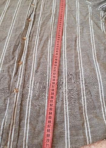 Erkek Keten Çizgili Gömlek - Görsel 4