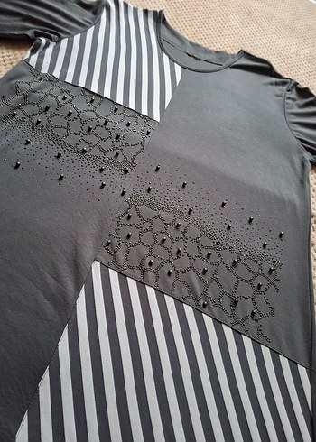 Gri kısa kollu büyük beden Tunik - Görsel 2