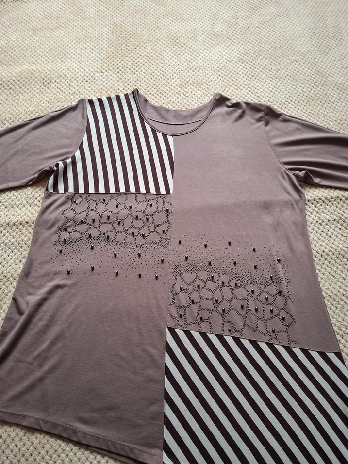 kahve Payetli, kısa Kollu bol kesim tunik - Görsel 2