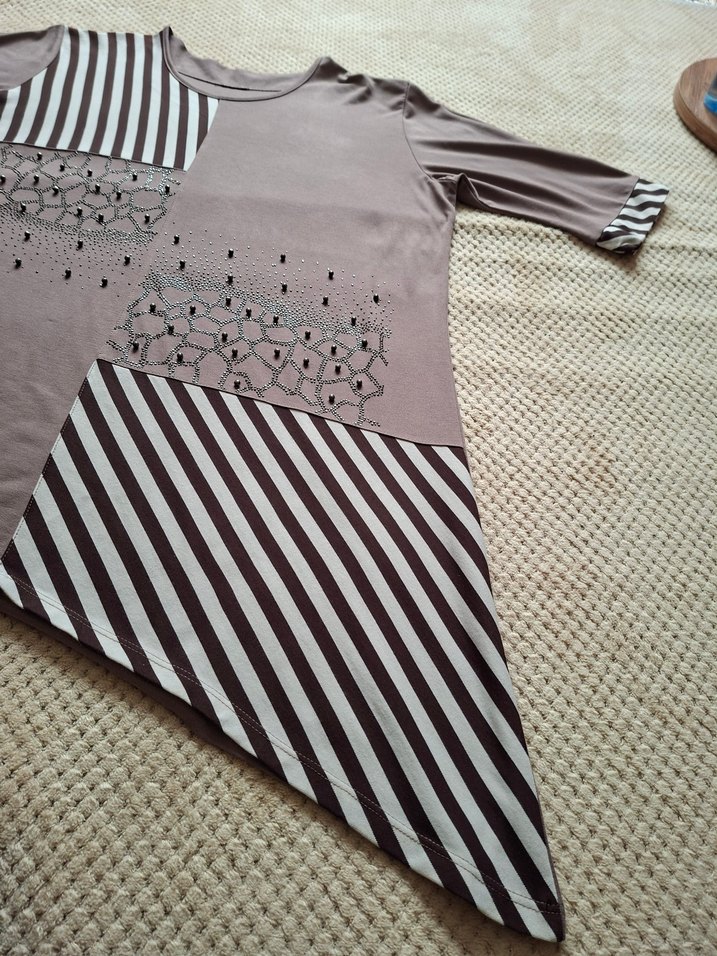 kahve Payetli, kısa Kollu bol kesim tunik - Görsel 3