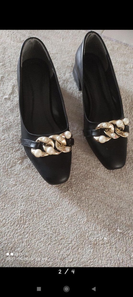 Klasik Siyah Kadın Topuklu Babet - Görsel 2