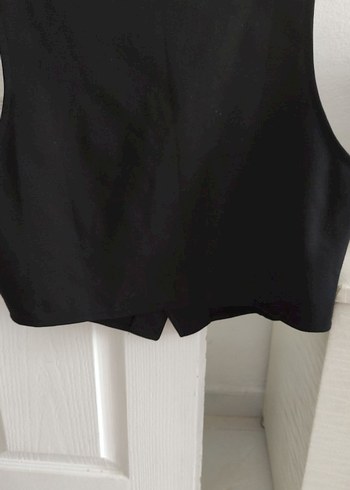 xxl Beden Düğmeli Siyah crop yelek