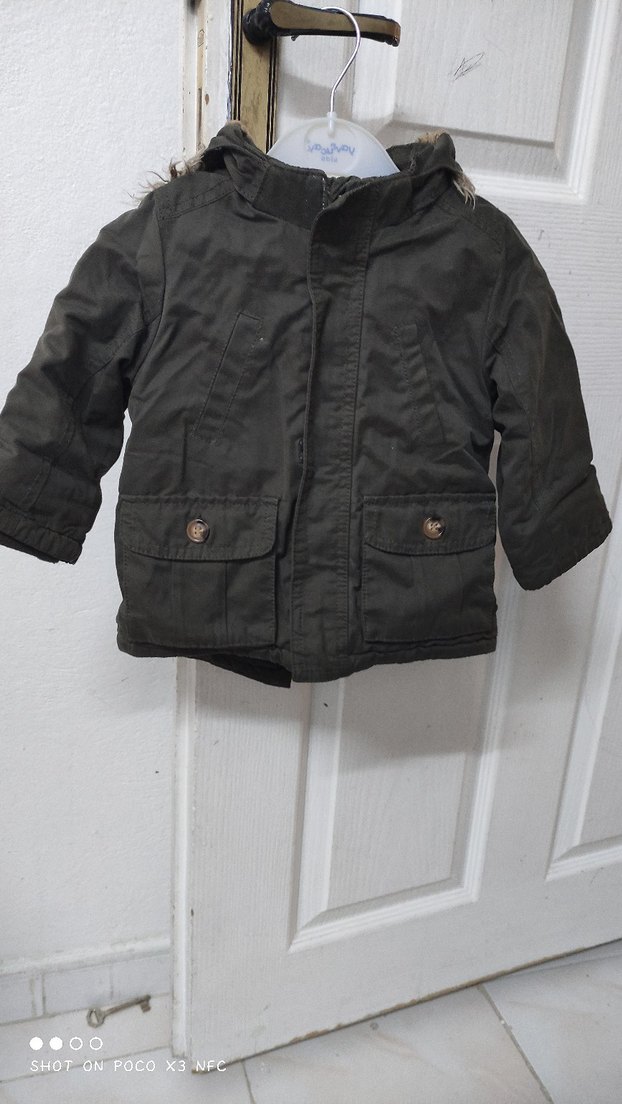 Düğmeli Gri Erkek Çocuk Mont - Görsel 2