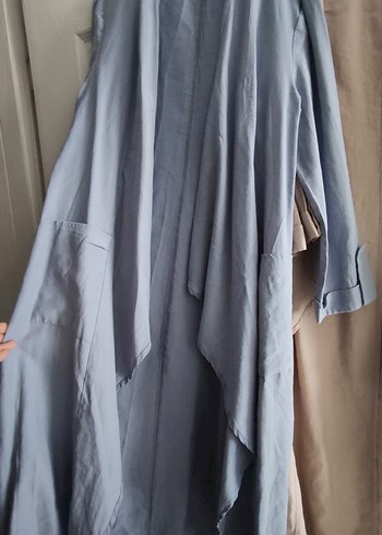 Bej Keten Uzun Kadın Trençkot - Görsel 3