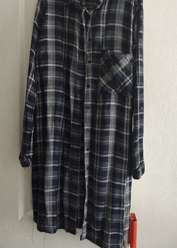 Gri Kareli Pamuklu Kadın Gömlek - Görsel 3