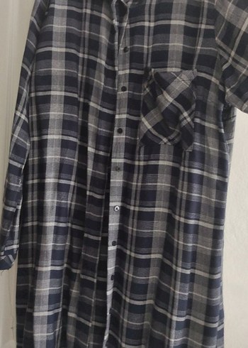 Gri Kareli Pamuklu Kadın Gömlek - Görsel 2